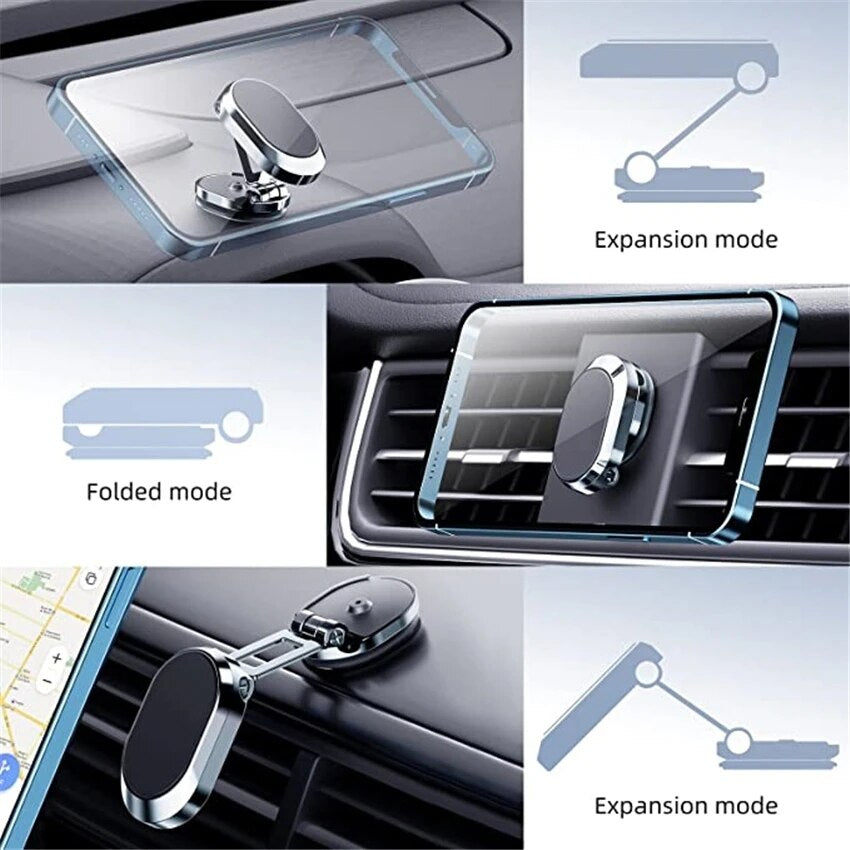 1080 Rotatable Magnetic Car Phone Holder Magnet Smartphone Support GPS Foldable Phone Bracket in Car for Iphone Samsung Xiaomi