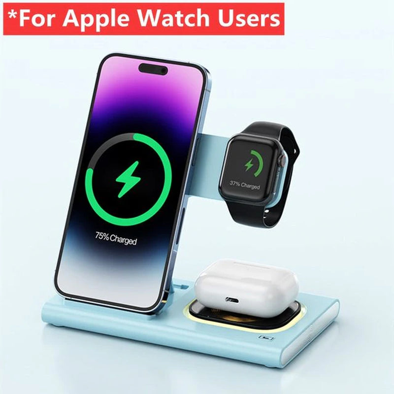 3 in 1 Wireless Charger Stand Pad for Iphone 14 13 12 11 Samsung S22 S21 Galaxy Watch 5 4 Active Buds Fast Charging Dock Station